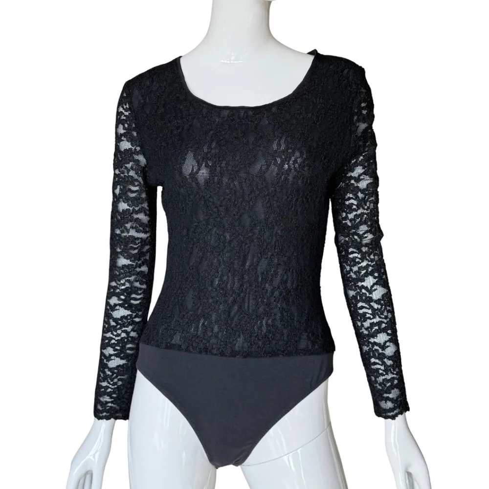 Ann Taylor (Original Ann Taylor) Black Lace Bodysuit Size Large